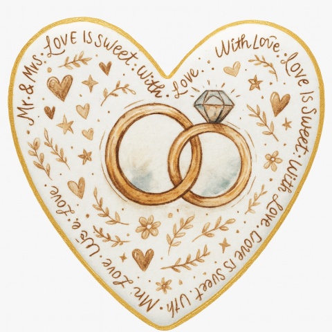 Ciastko lukier Ślub Zaproszenie   Miłosne Obrączki Personalizuj
