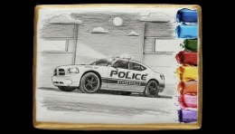 Ciastko lukier malowanka pędzelek maluj i zjedz  Police Car Cookie edukacja 