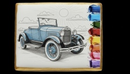 Ciastko lukier malowanka pędzelek maluj i zjedz  Retro Auto w Promieniach Słońca edukacja 