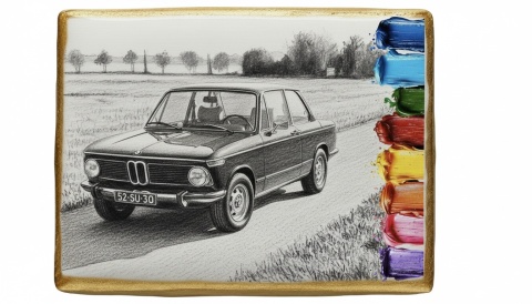 Ciastko kolorowanka lukrowane Retro Auto z Paletą Barw dla Dzieci jadalna malowanka maluj i chrup