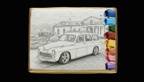 Ciastko lukier malowanka pędzelek maluj i zjedz  Retro Auto edukacja 