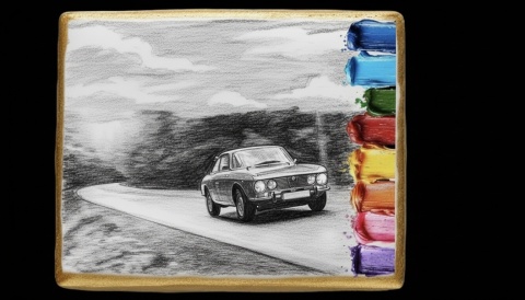 Ciastko kolorowanka lukrowane Retro Motoryzacja dla Dzieci jadalna malowanka maluj i chrup