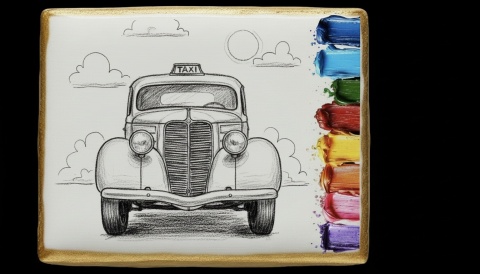 Ciastko lukier malowanka pędzelek maluj i zjedz  Retro Taxi i Kolorowa Paleta edukacja 
