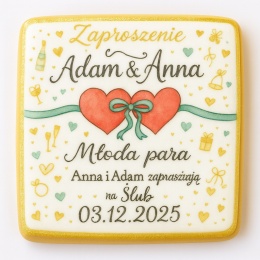 Ciastko lukier Ślub Zaproszenie  ŚLUBNE ZAPROSZENIE Personalizuj