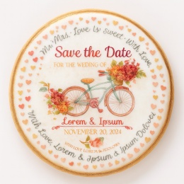 Ciastko lukier Ślub Zaproszenie  Save the Date z rowerem Personalizuj