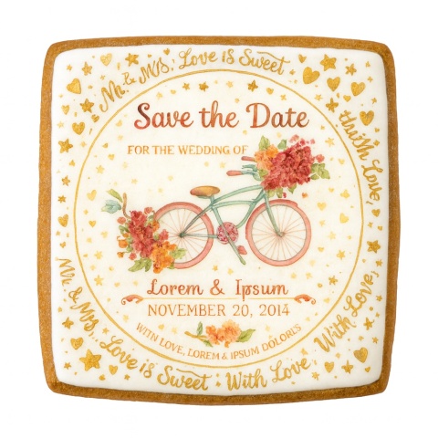 Ciastko lukier Ślub Zaproszenie  Save the Date Personalizuj