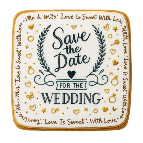 Ciastko lukier Ślub Zaproszenie  Save the Date Personalizuj