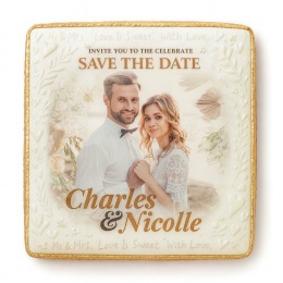 Ciastko lukier Ślub Zaproszenie  Save the Date Personalizuj
