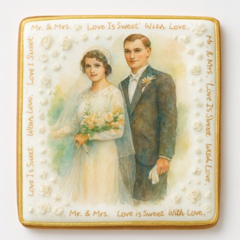 Ciastko lukier Ślub Zaproszenie   Ślubna Elegancja Personalizuj