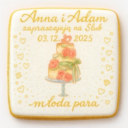Ciastko lukier Ślub Zaproszenie  Ślubne Ciasteczko Personalizuj