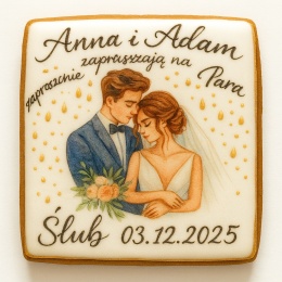 Ciastko lukier Ślub Zaproszenie  Ślubne Zaproszenie Personalizuj