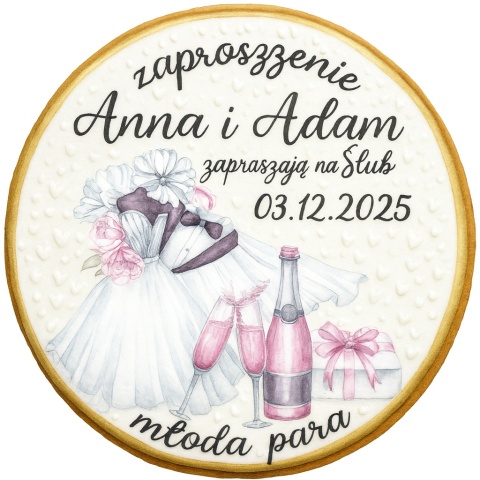 Ciastko lukier Ślub Zaproszenie  Ślubne Zaproszenie Personalizuj