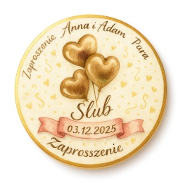 Ciastko lukier Ślub Zaproszenie  Ślubne serce Personalizuj