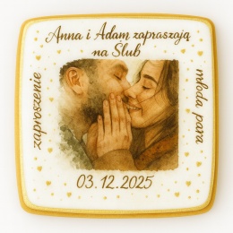 Ciastko lukier Ślub Zaproszenie  Ślubne zaproszenie na ciastku Personalizuj