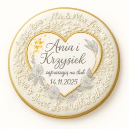 Ciastko lukier Ślub Zaproszenie  Ślubne zaproszenie na ciastku Personalizuj