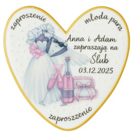 Ciastko lukier Ślub Zaproszenie  Ślubne zaproszenie w kształcie serca Personalizuj