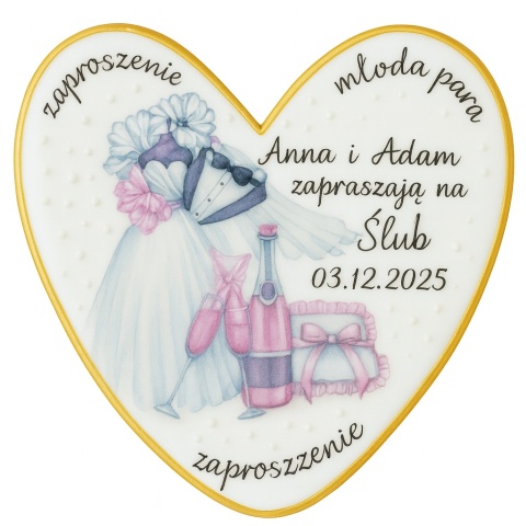 Ciastko lukier Ślub Zaproszenie  Ślubne zaproszenie w kształcie serca Personalizuj
