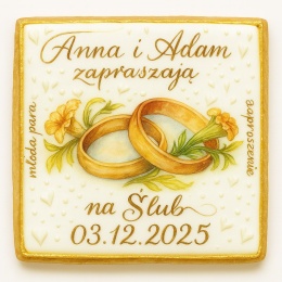 Ciastko lukier Ślub Zaproszenie  Ślubny Bakegram Personalizuj