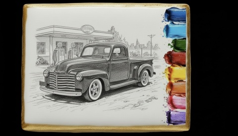 Ciastko lukier malowanka pędzelek maluj i zjedz  Vintage Truck edukacja 