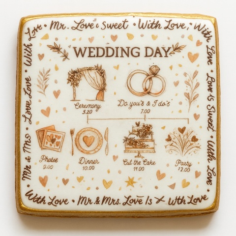 Ciastko lukier Ślub Zaproszenie  Wedding Day Personalizuj