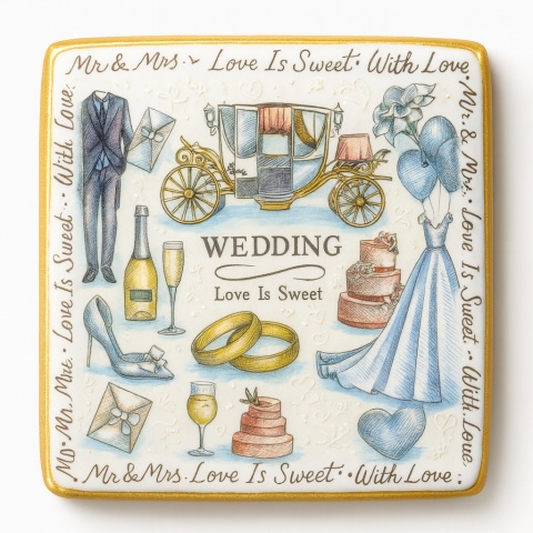 Ciastko lukier Ślub Zaproszenie  Wedding Love Personalizuj