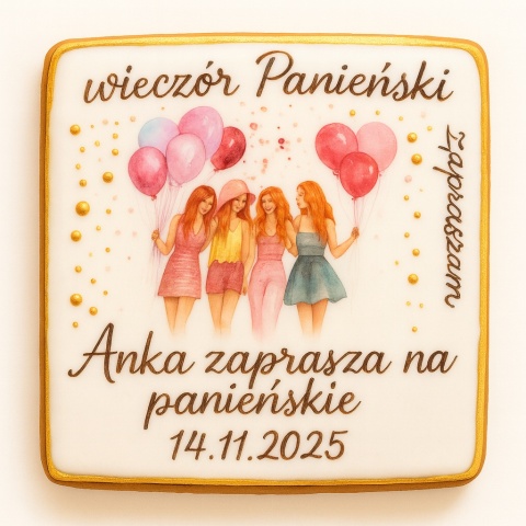 Ciastko lukier Ślub Zaproszenie  Wieczór Panieński Personalizuj