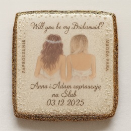 Ciastko lukier Ślub Zaproszenie  Will you be my Bridesmaid? Personalizuj