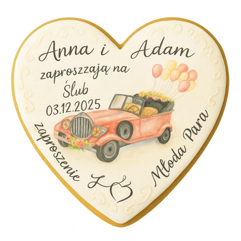 Ciastko lukier Ślub Zaproszenie  ZAPROSZENIE ŚLUBNE Personalizuj