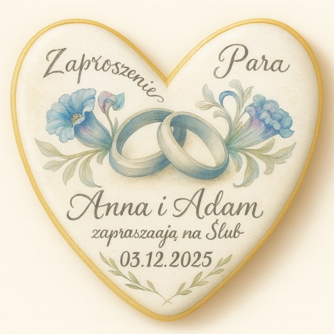 Ciastko lukier Ślub Zaproszenie  ZAPROSZENIE ŚLUBNE Personalizuj