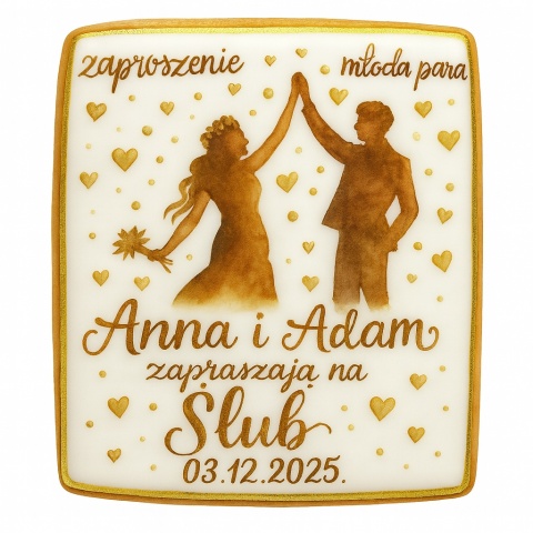 Ciastko lukier Ślub Zaproszenie  ZAPROSZENIE ŚLUBNE Personalizuj