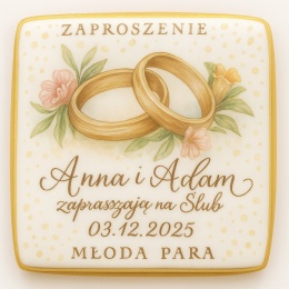 Ciastko lukier Ślub Zaproszenie  ZAPROSZENIE Personalizuj