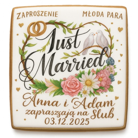 Ciastko lukier Ślub Zaproszenie  Zaproszenie Ślubne Personalizuj