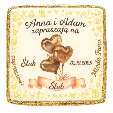 Ciastko lukier Ślub Zaproszenie  Zaproszenie Ślubne Personalizuj