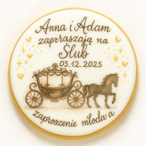 Ciastko lukier Ślub Zaproszenie  Zaproszenie Ślubne Personalizuj