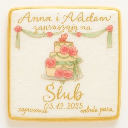Ciastko lukier Ślub Zaproszenie  Zaproszenie Ślubne Personalizuj