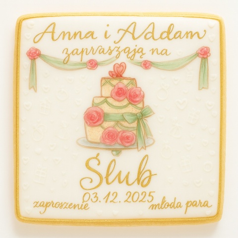 Ciastko lukier Ślub Zaproszenie  Zaproszenie Ślubne Personalizuj