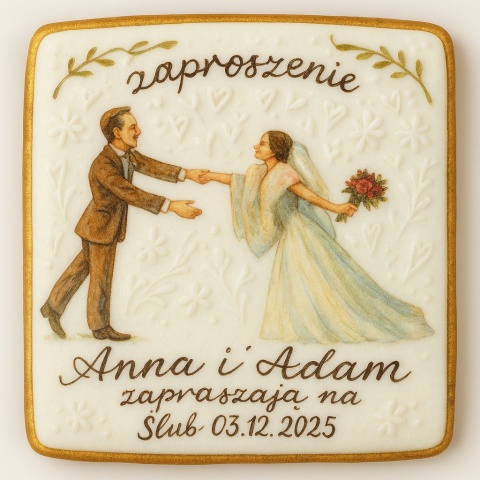 Ciastko lukier Ślub Zaproszenie  Zaproszenie Ślubne Personalizuj