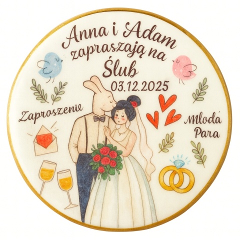 Ciastko lukier Ślub Zaproszenie  Zaproszenie na Ślub Personalizuj