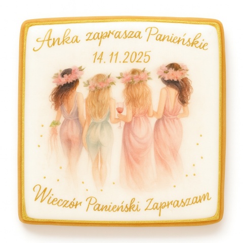 Ciastko lukier Ślub Zaproszenie  Zaproszenie na Wieczór Panieński Personalizuj
