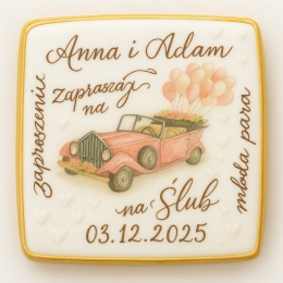 Ciastko lukier Ślub Zaproszenie  Zaproszenie na ślub w stylu retro Personalizuj