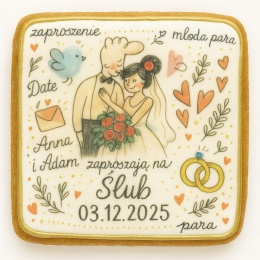 Ciastko lukier Ślub Zaproszenie  Zaproszenie na ślub Personalizuj
