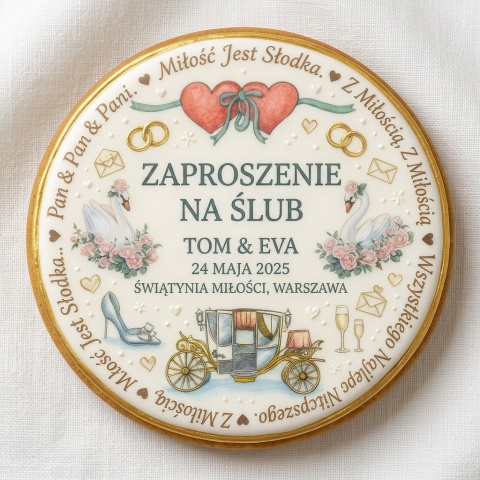 Ciastko lukier Ślub Zaproszenie  Zaproszenie na ślub Personalizuj