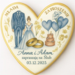 Ciastko lukier Ślub Zaproszenie  Zaproszenie ślubne na ciastku Personalizuj