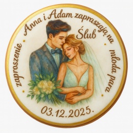 Ciastko lukier Ślub Zaproszenie  Zaproszenie ślubne na ciastku Personalizuj