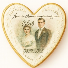 Ciastko lukier Ślub Zaproszenie  Zaproszenie ślubne w sercu Personalizuj