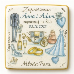 Ciastko lukier Ślub Zaproszenie  Zaproszenie ślubne Personalizuj