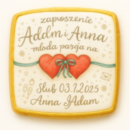 Ciastko lukier Ślub Zaproszenie  Zaproszenie ślubne Personalizuj