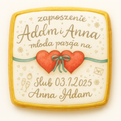 Ciastko lukier Ślub Zaproszenie  Zaproszenie ślubne Personalizuj