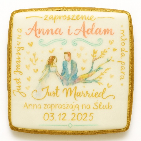 Ciastko lukier Ślub Zaproszenie  Zaproszenie ślubne Personalizuj