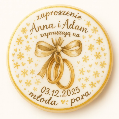 Ciastko lukier Ślub Zaproszenie  Zaproszenie w słodkiej formie Personalizuj